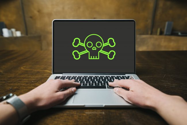 skull on laptop screen - it still works