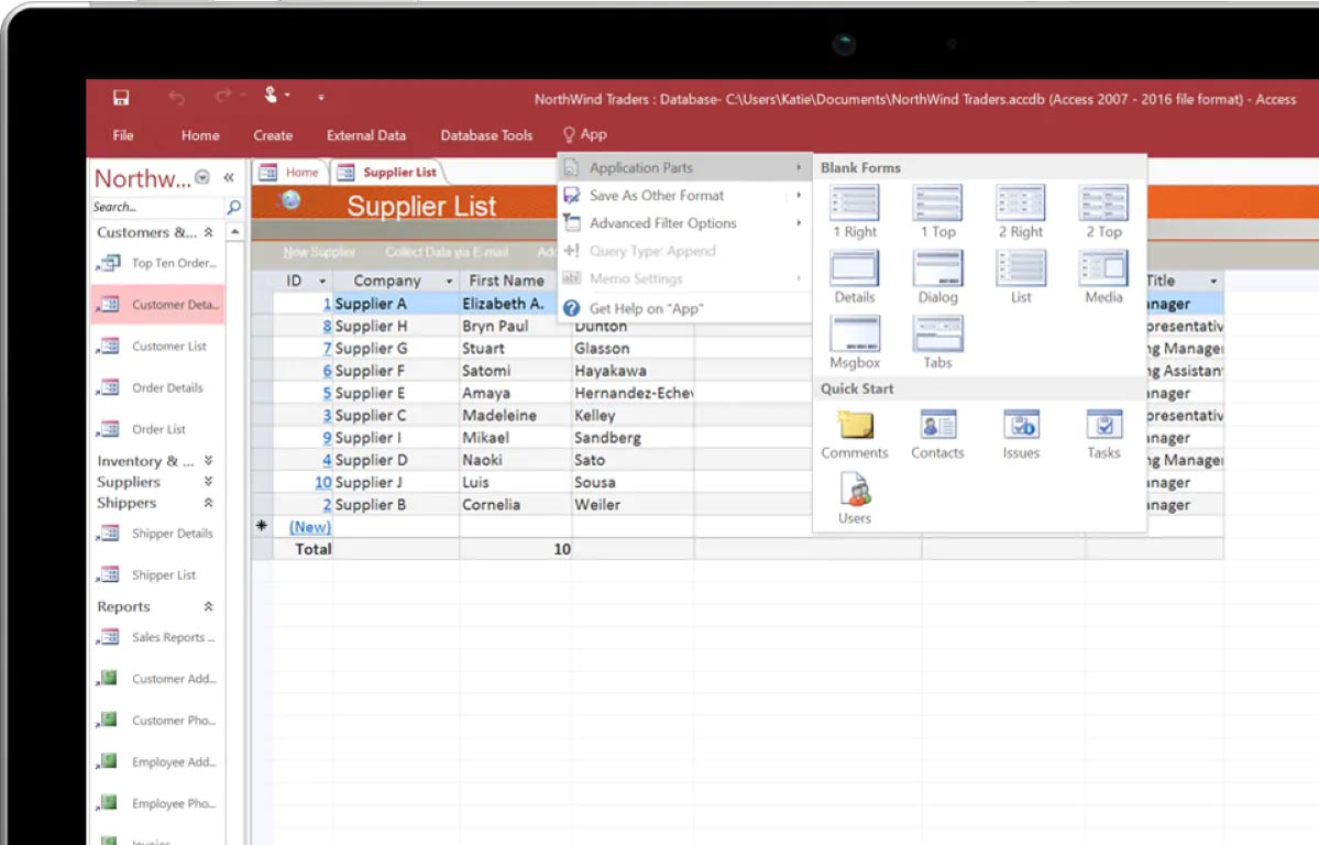 Microsoft Access screenshot